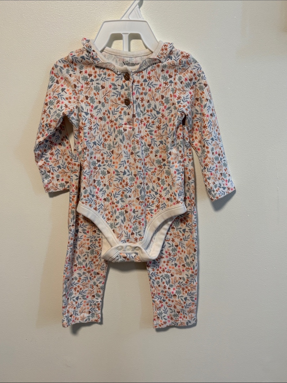 ⭐ 3 for $15 Floral Baby Matching Set - Cream with Pink & Green